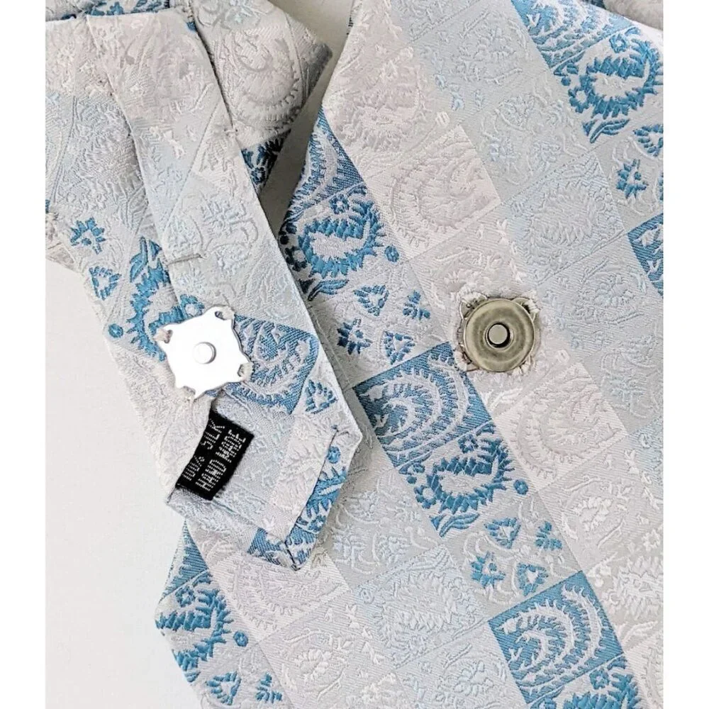 Vintage Blue And Silver Ascot - Androgynous Style - Unique Scarf.